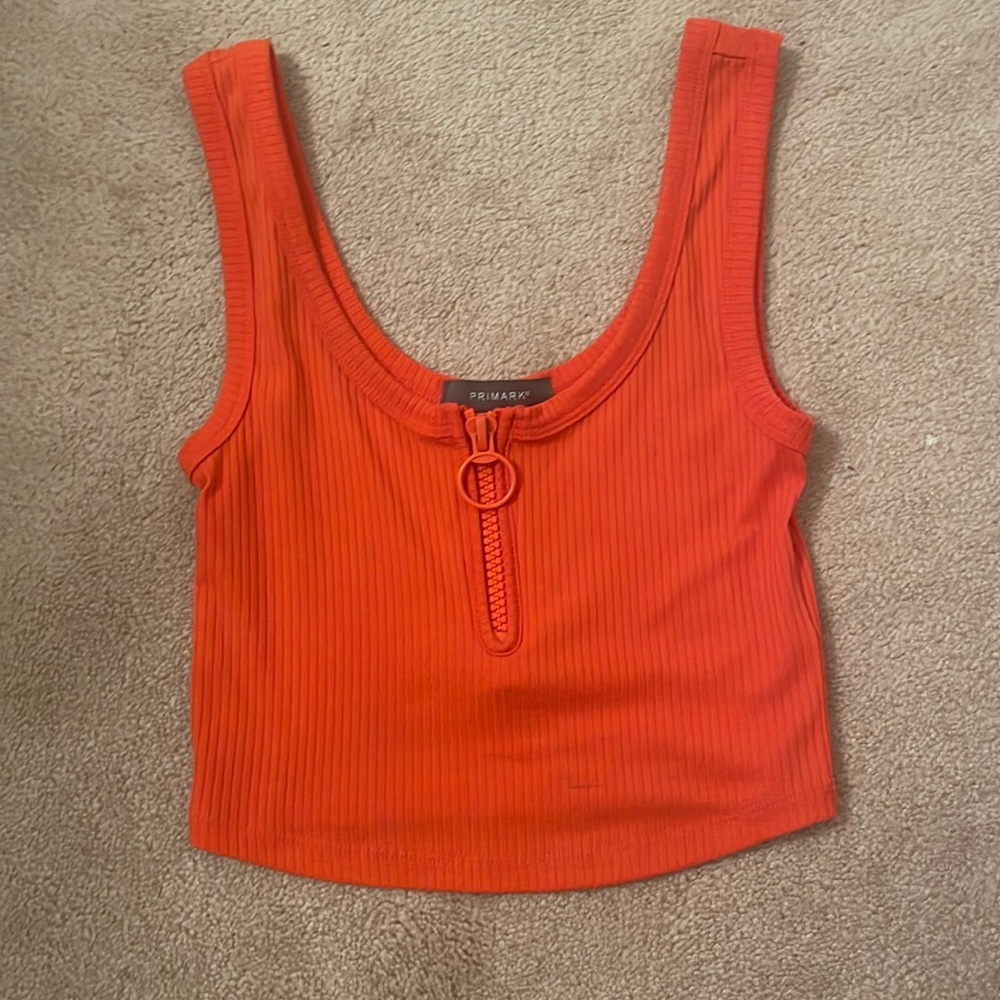 Primark Orange Zip Up Tank Top